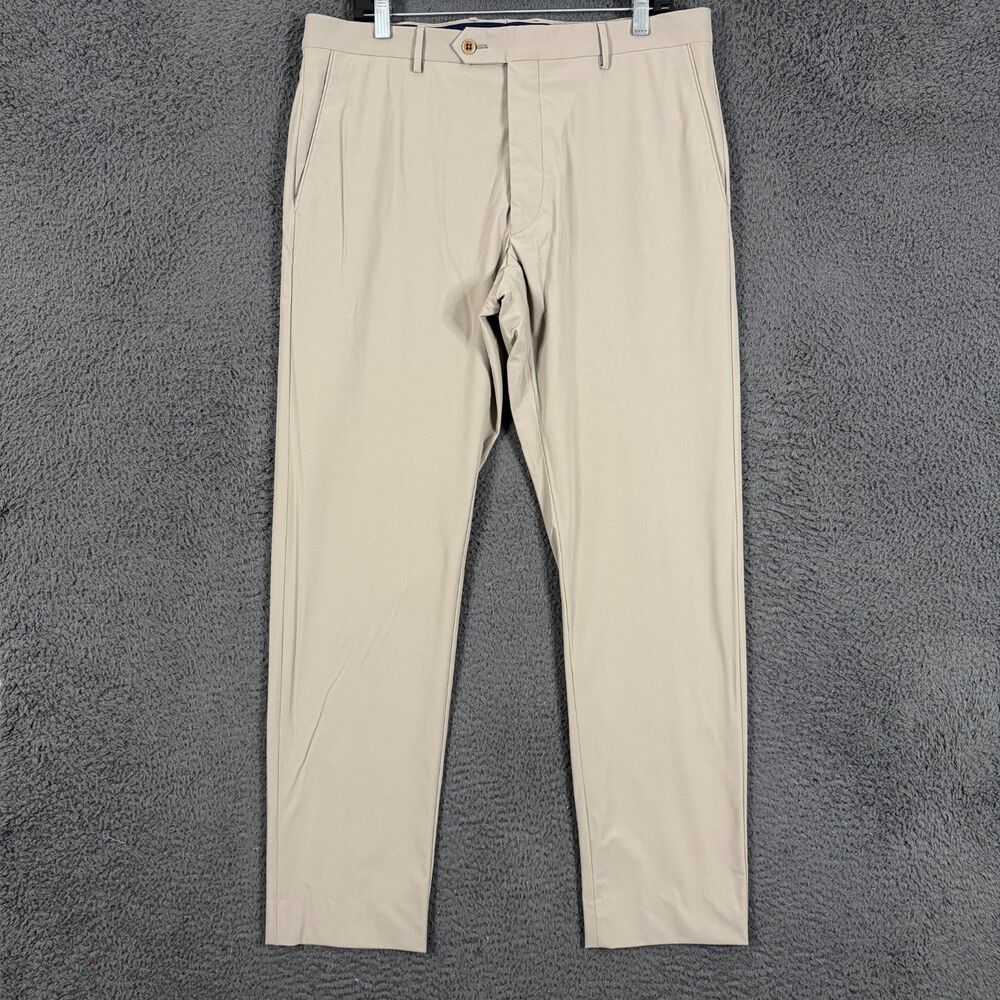 Zanella Noah Active Pants Mens 36x31 Beige Tan Straight Fit Stretch Made Italy